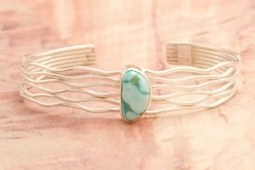 Genuine Sonoran Turquoise Sterling Silver Branch Bracelet
